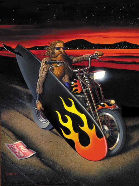 David Mann Art, Custom Motorcycle Paint Jobs, Motorcycle Rides, Harley Davidson Wallpaper, Motorcycle Paint Jobs, Midnight Rider, Harley Davidson Art, Beach Canvas Art, Biker Lifestyle