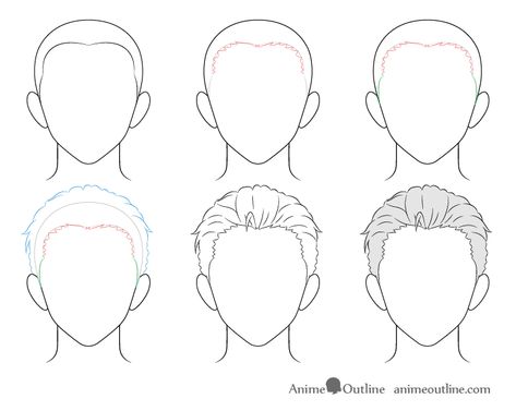 Anime Male Hair, Boy Hair Drawing, Drawing Male Hair, Anime Hairstyles Male, Hair Step By Step, How To Draw Anime, Hair Male, Drawing Hair Tutorial, Draw Hair