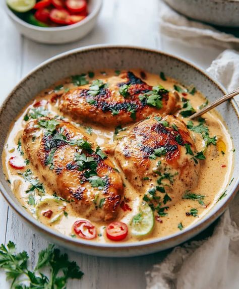 Creamy Coconut Milk Chicken Recipe - avarecipes.com Chicken With Coconut Cream, Coconut Milk Chicken Recipes, Coconut Cream Recipes, Milk Chicken, Coconut Milk Chicken, Chicken Coconut, Chicken Recipies, Chicken Breast Seasoning, Paleo Chicken