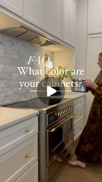 Jenni Ross on Instagram: "Dream kitchen goals: creamy cabinets, brass accents, and marble-inspired quartz countertops. Check, check, and check 🥰  and this is definitely one of the most asked questions about our kitchen. This color is the ideal mix of beige, grey, and white. Perfection. 
Keywords:
Cream kitchens | European | European modern | niche | design inspo | home inspo | kitchen trends | European kitchen | vibes | range alcove | neoclassical design | Timeless Elegance | Refined Interiors | Curated Spaces Bespoke Beauty | Elevated Aesthetics | Cultured Charm Sculptural Sanctuaries | Artisanal Allure | Handcrafted Havens | Nostalgic Narrative |

Tags :
#homeinspo #beautifulspaces #trendingaudio  #designtips  #trending  #inspohome #designtrends #moderneuropean  #creamkitchen #cozydecor Range Alcove, Creamy Cabinets, Cream Kitchens, Curated Spaces, Kitchen Vibes, European Kitchen, Cream Cabinets, Kitchen Goals, Neoclassical Design