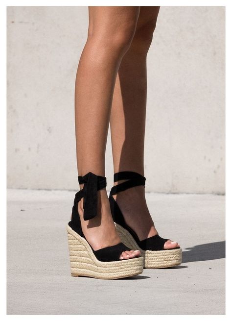 Wedge Sandals Outfit, Summer Dresses Shoes, Buty Marki Nike, Hak Tinggi, Womens Espadrilles Wedges, Cute Shoes Heels, Shoes Heels Classy, Lace Up Espadrilles, Fancy Shoes