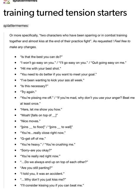 Training Writing Prompts, How To Have Characters Meet, Writing Prompts Tension, Characters First Meeting Prompts, Period Writing Prompts, Tension Dialogue Prompts, Other Words For Blushing, Period Prompts, Tension Writing Prompts