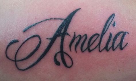 Amelia Tattoo Amelia Tattoo, Tato Nama, Tiger Tattoo, Name Tattoo, Tattoos Ideas, S Tattoo, Tattoo Fonts, Tattoo Shop, Jesus Fish Tattoo