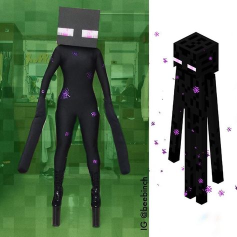 Enderdragon Costume, Ender Dragon Costume, Minecraft Ender Dragon Costume, Endermen Halloween Costume, Diy Minecraft Enderman Costume, Minecraft Costumes, Emily Corpse Bride, Couples Cosplay, The Fairly Oddparents