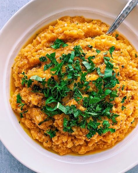 Pumpkin Cauliflower Rice Risotto — Kale Me Maybe Pumpkin Cauliflower, Pumpkin Sweets, Cauliflower Rice Risotto, Cauliflower And Chickpea Curry, Healthy Diners, Rice Risotto, Cauliflower Risotto, Pumpkin Risotto, Chicken Bacon Ranch Casserole