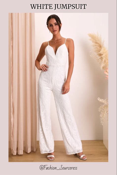 Bride Romper Wedding Day, Sorority Recruitment Dresses, Cute Graduation Outfits, Recruitment Dresses, Sorority Formal Dress, Wedding Rehearsal Dinner Dress, Cotillion Dresses, White Lace Jumpsuit, Bride Jumpsuit