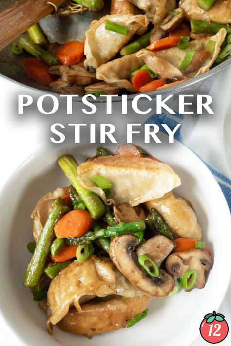 Potsticker Stir Fry | 12 Tomatoes Potsticker Stir Fry Recipe, Potsticker Stir Fry, Chicken Potstickers, Potstickers Recipe, 12 Tomatoes Recipes, Stir Fry Recipe, 12 Tomatoes, Veggie Stir Fry, Asian Foods