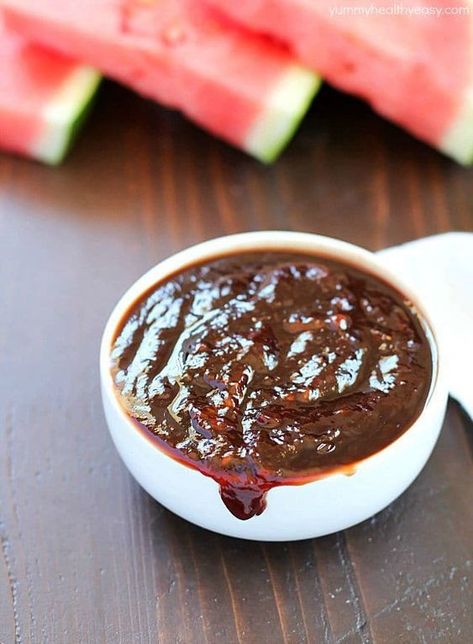 Watermelon Homemade BBQ Sauce - it's quick, simple to make and tastes deliciously sweet & tangy! Plus a $325 Visa Card giveaway! Things To Do With Watermelon, Savory Watermelon Recipes, Watermelon Bbq, Bbq Turkey Meatloaf, Raspberry Cream Pies, Granita Recipes, National Watermelon Day, Watermelon Popsicles, Bbq Turkey