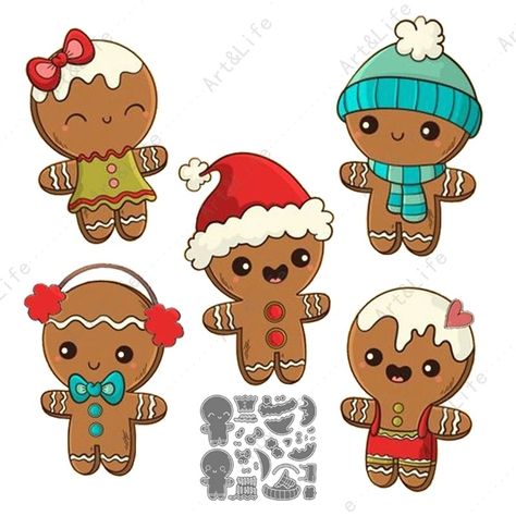 Cute Gingerbread Man Drawing, Gingerbread Cartoon Drawing, Ginger Bread Cookies Drawing, Gingerbread Men Illustration, Gingerbread Man Illustration Christmas, Gingerbread Man Drawing, Reindeer Drawing, Embossing Paper, Diary Decoration