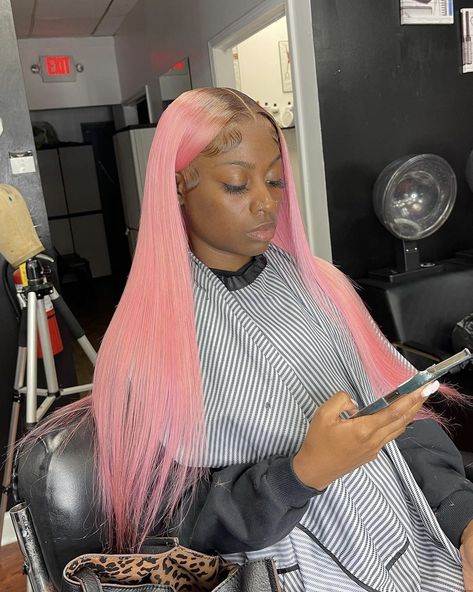 Soft Pink Frontal Wig, Light Pink Lace Front, Pink Root Lace Front Wig, Barbie Pink Lace Front Wig, Pink Lace Front Wig, Pink Lace Front, Pink Ombre Lace Front Wig, Pink Wigs, Color Wigs