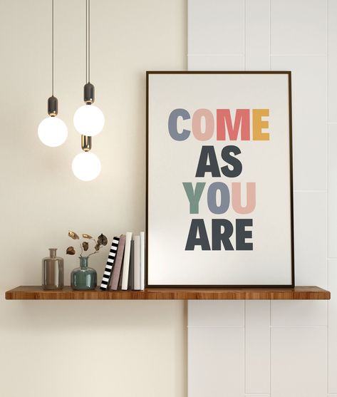 Come As You Are Printable Wall Art, Rock And Roll Colorful Typography, Modern Home Decor Print, Entryway Sign, Instant Download Colorful Typography, Entryway Signs, Entrance Lobby, Minimalistic Art, Art Rock, Outdoor Decor Backyard, Printable Artwork, Market Place, Modern Home Decor