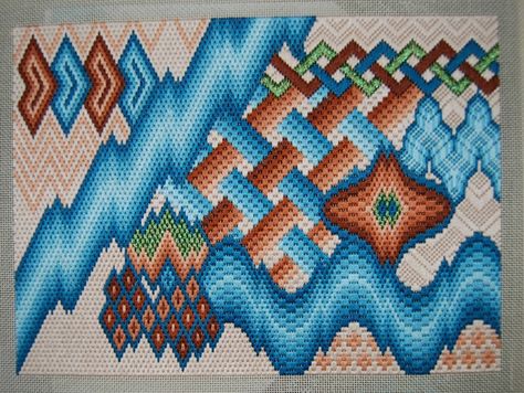 Learn Bargello Stitch - Make Beautiful Designs on Canvas Bargello Quilt Patterns, Swedish Weaving Patterns, Bargello Quilt, Bargello Patterns, Bargello Quilts, Bargello Needlepoint, Hardanger Embroidery, Needlepoint Stitches, Needlepoint Designs