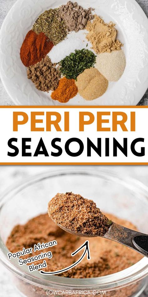 Quick and easy peri peri seasoning recipe turns your ordinary chicken and vegetable dishes into a lip-smacking masterpiece. A chicken seasoning recpe that you'll want to have on hand all the time. Makes all your dishes super flavorful! Bbq Rub Recipe, Season Chicken, Delicious Dips Recipes, Spice Blends Recipes, Spice Mix Recipes, Seasoning Recipe, Peri Peri, Rub Recipes, Homemade Spices