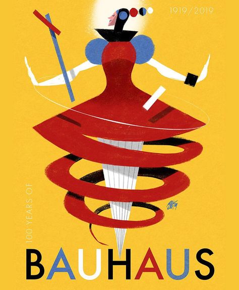 ‪Bauhaus 100 Years of Triadic Ballet 💃 Oskar Schlemmer. Poster by Riccardo Guasco‬ http://shop.bauhaus-movement.com Bauhaus Illustration, Triadic Ballet, Bauhaus Poster Design, Arte Naive, Oskar Schlemmer, Hanya Tattoo, Bauhaus Architecture, Bauhaus Art, Walter Gropius