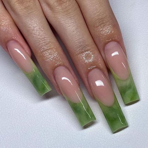 Simple Nail Designs Long Nails, Jade Nails, Green Acrylic Nails, Nagellack Trends, Her Nails, Long Acrylic Nails Coffin, Bling Acrylic Nails, Super White, Square Acrylic Nails