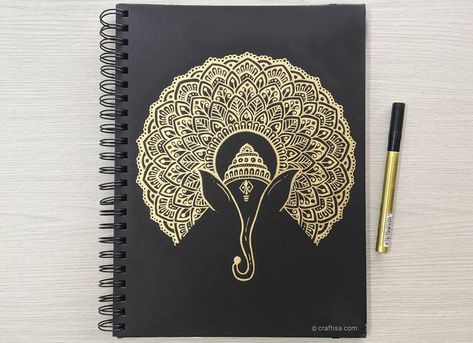 Mandala Drawing On Black Paper, Ganesha Mandala, Ganesha Sketch, Painted Mirror Art, Paper Video, Ganesha Drawing, Easy Mandala Drawing, Black Paper Drawing, Art Sketches Doodles