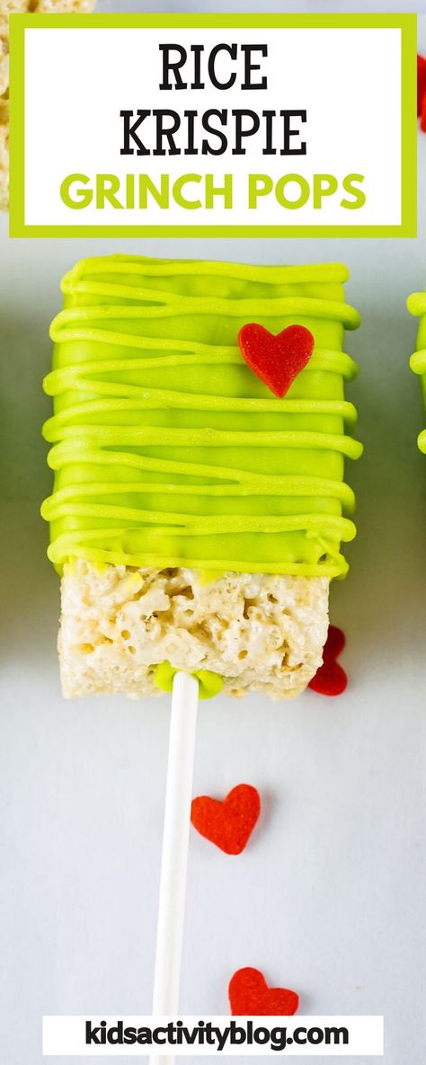 Are you hosting a holiday party this year? These Grinch rice krispies treat will be the perfect sweet treat to share with your guests. They are the perfect treat for a holiday or Grinch themed party. Or plan a family movie night and enjoy these treats along with the movie, How the Grinch Stole Christmas! Grinch Themed Party, Christmas Rice Krispies, Homemade Rice Krispies, Krispie Treats Christmas, Rice Crispy Bars, Homemade Rice Krispies Treats, Rice Krispies Treat, Rice Krispies Treats, Krispies Treats