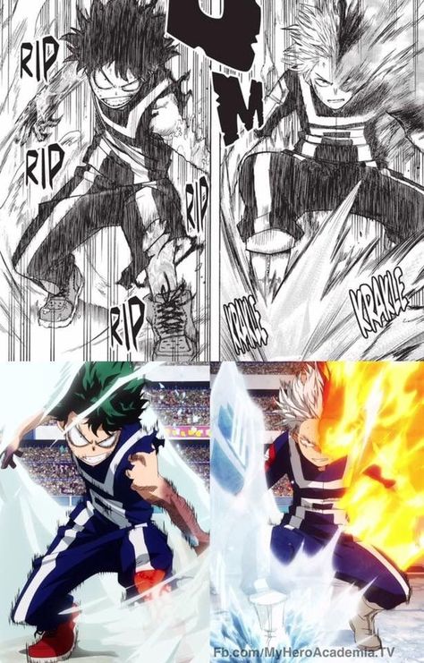 My Hero Academia Sports Festival, Deku Sports Festival, Ua Sports Festival, Deku Vs Todoroki, Todoroki Manga, Manga Vs Anime, Arm Drawing, Sports Festival, Scott Pilgrim Comic