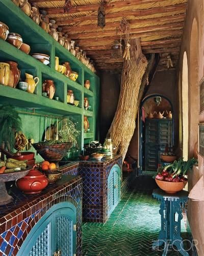 Bohemian Homes Bohemian Treehouse, Dekorasi Maroko, Casa Fantasy, Moroccan Kitchen, Kitchen Bohemian, Casa Hobbit, Kitchen Design Color, Bohemian Kitchen, Moroccan Homes