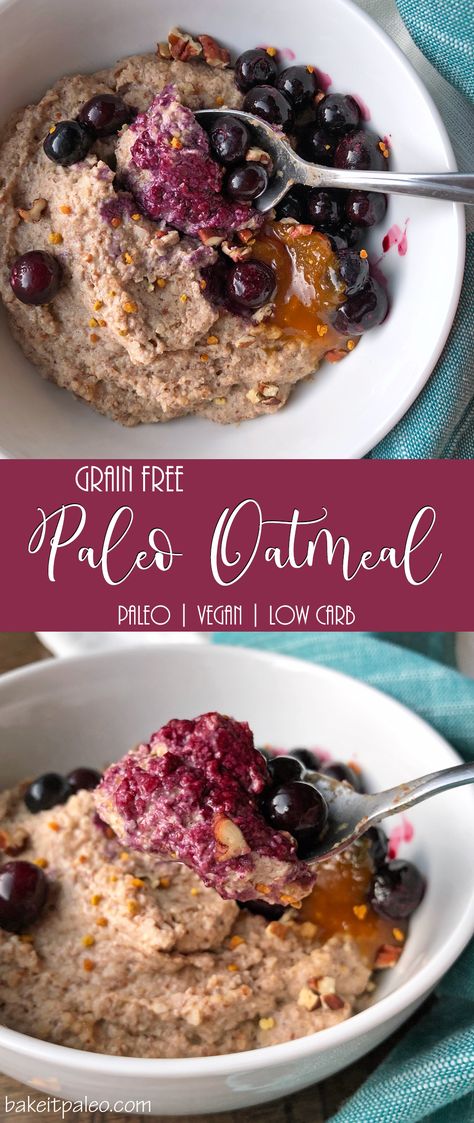 Grain Free Oatmeal | Low carb, Paleo oatmeal made from nuts, seeds and dates.  Perfect for a quick breakfast. #paleooats #paleobreakfast #vegan #keto #lowcarb #eggfree Candida Breakfast Recipes, Grain Free Oatmeal, Anti Candida Recipes, Paleo Oatmeal, Paleo Breakfast Easy, Paleo Crockpot Recipes, Egg Free Breakfast, Grain Free Breakfast, Vegan Paleo Recipes