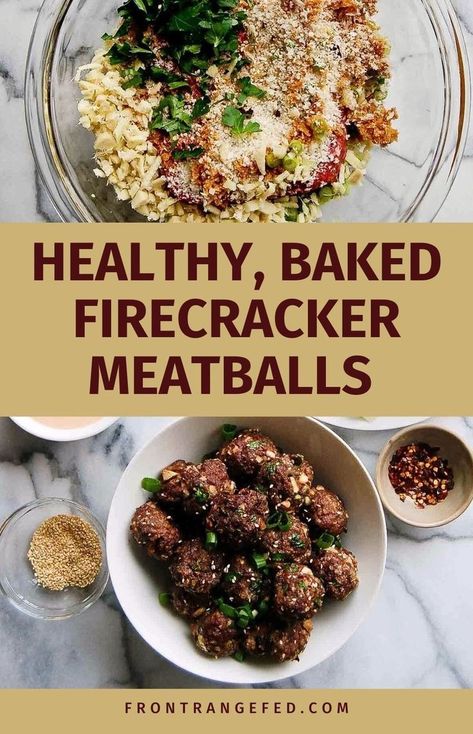 Easy Firecracker Meatballs are a delicious copycat recipe from the Hello Fresh Recipe! Simple ingredients, including ground beef, delicious spices, and sesame seeds give this Asian-inspired dish amazing taste. Served with rice or salad, they make a great main dish. And, a delicious dipping sauce tuns these into the perfect appetizer. These easy meatballs are baked, but can also be air-fried for an even healthier alternative. Get this and other easy recipes at www.frontrangefed.com. Firecracker Meatballs, Meatballs Beef, Garlic Green Bean Recipes, Easy Asian Noodles, Easy Meatballs, Fresh Recipe, Hello Fresh Recipes, Asian Inspired Dishes, Meatballs Easy