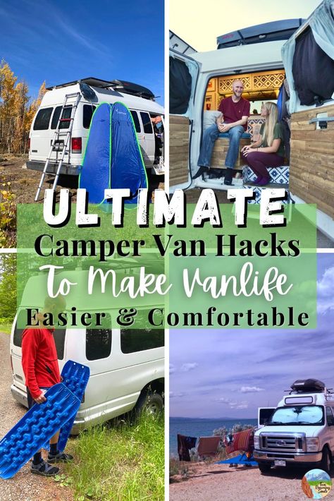 There are a few ways that living in a camper van can be made easier and more comfortable. We have lived in our camper van full-time for over a year, so these little camper van hacks have been a game changer. We just wanted to share a few of our tips and tricks for living your best life on the road! Happy Campervaning! Camper Van Life Hacks, Van Life Tips And Tricks, Mini Van Living, Campervan Life Hacks, Camper Van Must Haves, Camper Tips And Tricks, Van Life Must Haves, Van Life Tips, Camping Van Ideas