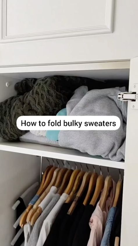 thatorganizedhome on Instagram: How to fold bulky sweaters tutorial 📌Such a great tip!Tag someone who will need it too❤️ Credit @effectivespaces Answering a few… Dresser Alternative, Hang Sweaters, High Shelves, Clothes Drawer Organization, Closet Organisation, Room Organization Bedroom, Clothes Drawer, Bulky Sweaters, Closet Hacks