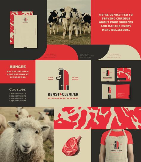 Branding // Beast & Cleaver on Behance Shop Branding Design, Brand Boards, Gfx Design, Shop Branding, Meat Shop, Luxury Logo Design, Butcher Shop, Lets Talk, Instagram Branding