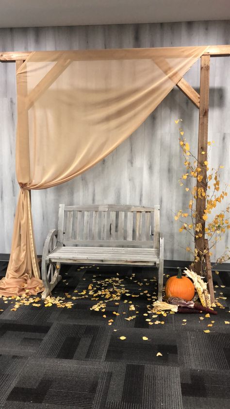 Harvest time. Fall decor. Жатва. Thanksgiving. Rustic decor. Thanksgiving church decor. Fall Church Decorations, Thanksgiving Church Decorations, Fall Photo Booth, Rustic Thanksgiving Decorations, Harvest Church, Fall Harvest Party, Fall Backdrops, Fall Carnival, Church Interior Design