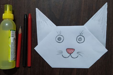 Paper Folding Activity, White Paper Craft, Origami Cat Face, Easy Paper Folding, Origami Dog, Paper Folding Art, Paper Folding Crafts, Origami Paper Folding, Cat Rabbit