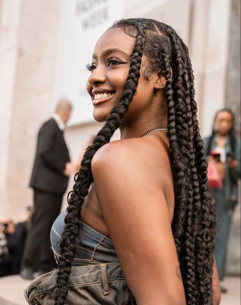 Justine Skye Hair, Braids Hairstyles Box Braids, Hairstyles Box Braids, Cornrow Braids, Big Box Braids, Braided Hairstyles For Black Women Cornrows, Justine Skye, Big Box Braids Hairstyles, Natural Afro Hairstyles