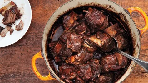 Red Wine-Braised Short Ribs Recipe | Bon Appetit Braised Beef Recipes, Braised Short Ribs Recipe, Short Ribs Recipe, Dutch Oven Cooking, Braised Short Ribs, Dutch Oven Recipes, Where's The Beef, Beef Short Ribs, Braised Beef