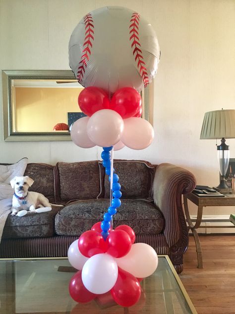 Baseball Balloon Centerpieces, Baseball Wedding Centerpieces, Baseball Theme Birthday Party, Baseball Centerpiece, Baseball Banquet, Pirates Theme, Baseball Theme Birthday, Sports Baby Shower Theme, Baseball Wedding