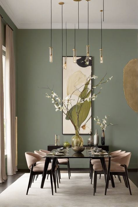 - Dining room decor
- Wall color inspiration
- Home interior design
- Decorating ideas Dining Room Wall Color Ideas, Dinner Room Ideas, Room Wall Color Ideas, Green Dining Room Walls, Warm Dining Room, Kitchen Feature Wall, Small Dining Room Decor, Dining Room Wall Color, Wall Color Ideas