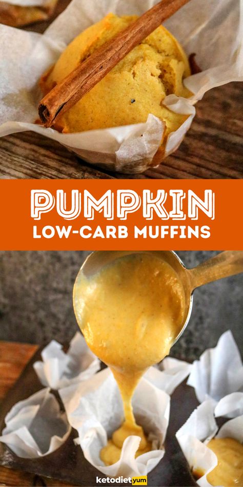 This low carb, healthy pumpkin muffins recipe made with coconut flour is an easy way to make moist and delicious muffins. Keto Pumpkin Muffins Coconut Flour, Coconut Flour Pumpkin Muffins, Keto Pumpkin Muffins, Keto Halloween, Low Carb Pumpkin Muffins, Coconut Flour Muffins, Healthy Pumpkin Muffins, Pumpkin Muffins Recipe, Low Carb Healthy