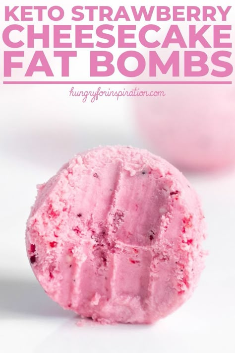 Keto Strawberry Cheesecake Fat Bombs that taste like strawberry ice cream? Yes please! Only 0.5g net carbs per ball, gluten-free and healthy! The perfect keto fat bombs recipe or keto snack! By hungryforinspiration.com #ketodessert #ketosnacks #cheesecakerecipes #keto #ketorecipes #ketogenic #ketodiet #ketogenicdiet #lowcarbdesserts #lowcarbsnacks #lowcarb #lowcarbrecipes #lowcarbdiet Keto Strawberry Cheesecake, Keto Treats, Cookies Healthy, Starting Keto Diet, Ketosis Diet, Keto Snack, Carb Snacks, Fat Bomb Recipe, Keto Ideas