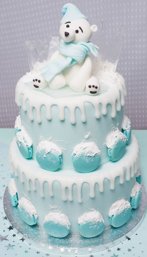 Polar Bear Cakes, Winter Cakes Ideas, Polar Bear Birthday Cake, Winter Onederland Cake Ideas, Polar Bear Baby Shower Theme Boy, Winter Birthday Cakes, Polar Bear Baby Shower Theme, Polar Bear Birthday Party, Winter Theme Cake