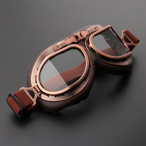 Vintage Motorcycle Goggles Biker Goggles, Steampunk Motorcycle, Old School Motorcycles, Aviator Goggles, Motorcycle Goggles, Steampunk Goggles, Peripheral Vision, Open Face Helmets, Steampunk Accessories