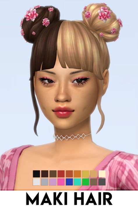 VIKAI TARAFINDAN MAKI SAÇ | Patreon'da ImVikai Sims 4 Cc Maxis Match Hair Accessories, Maxis Match Hair Patreon, Maxis Match Hair, Sims Download, Two Toned Hair, Sims 4 Black Hair, Split Dyed Hair, Pelo Sims, Sims 4 Mm Cc