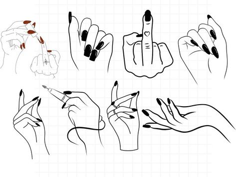 Nail Tech Tattoo Ideas Art, Nail Tech Tattoos, Hand With Nails Drawing, Nail Tech Tattoo, Nail Drawing Designs, Nail Clip Art, Nails Sketch, Nail Tech Svg, Nail Polish Tattoo