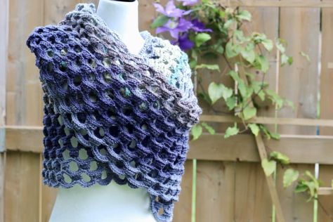 Loops And Threads Facets Patterns, Reverse Single Crochet, Shawl Crochet, V Stitch, Lion Brand Yarn, Colorful Cakes, Shawl Crochet Pattern, Single Crochet Stitch, Scarf Crochet Pattern