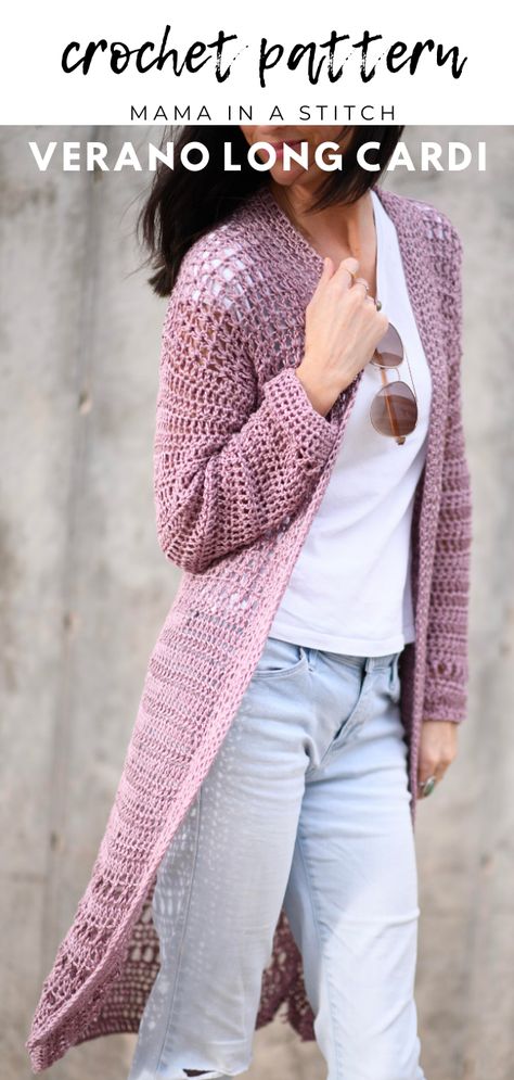 Stunner! This pretty, long cardigan is so easy to crochet and is absolutely gorgeous! There are helpful explanations and photos to help you make it. Perfect for summer and fall alike. Free pattern and tutorial. via @MamaInAStitch Free Crochet Long Cardigan Patterns For Women, Free Crochet Patterns Cardigan Women, Crochet Long Sweater Pattern Free, Free Crochet Cardigan Patterns For Women, Crochet Jacket Pattern Free, Crochet Long Cardigan Pattern Free, Crochet Coat Free Pattern, Crochet Cotton Cardigan, Crochet Long Cardigan Pattern