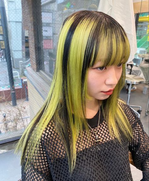 Brown Black Hair Color, Fox Hair Dye, Yellow Hair Color, Yellow Highlights, Hair Streaks, Black Hair Color, Hair Arrange, Hair Shades, Yellow Hair