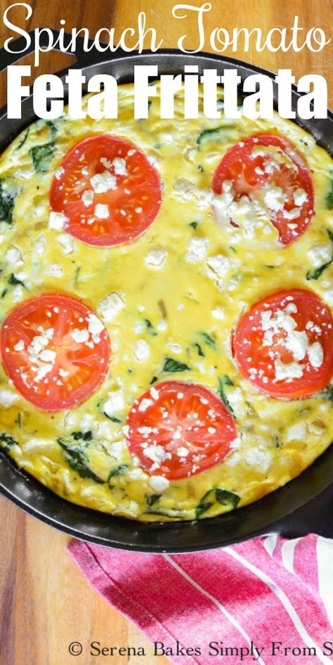 Spinach Tomato Feta Frittata | Serena Bakes Simply From Scratch Spinach Tomato Frittata, 9x13 Recipes, Recipes Lentils, Healthy Steak Recipes, Feta Frittata, Recipes Eggs, Tomato Frittata, Eggs Healthy, Healthy Steak