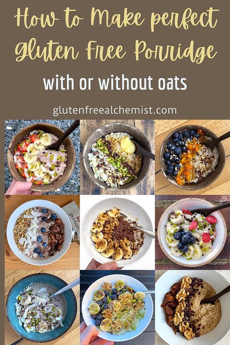 How to Make Gluten Free Porridge... With or without oats. A complete guide with EVERYTHING you need to know from flake to bowl. #glutenfree #porridge #dairyfree #howtomake #oatporridge #quinoaflakes #milletflakes #buckwheat #riceflakes #breakfast via @gfalchemist Gluten Free Scones Recipe, Red Lentil Dahl, Gluten Free Porridge, How To Make Porridge, Lemon Blueberry Cake, Lentil Dahl, Gluten Free Scones, Buckwheat Groats, Best Gluten Free