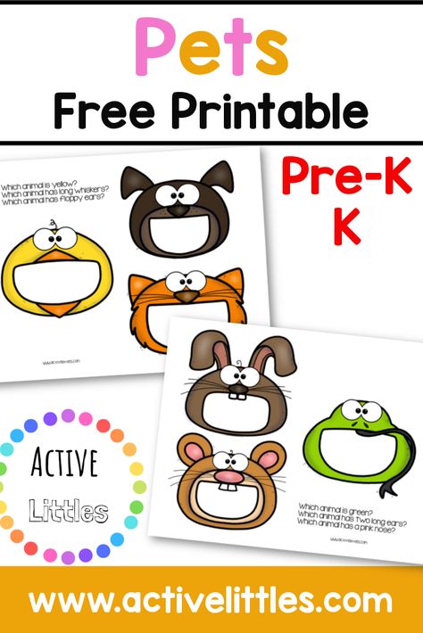 Pet Printables Free Preschool, Pictures Of Pets Preschool, Pet Study Activities For Preschool, Pet Worksheets Preschool Free Printable, Pet Theme Preschool Activities Free Printable, Feed The Dog Free Printable, Pets Lesson Plan, Pets Unit Preschool, Feed The Animals Free Printable