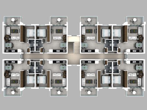 Studio Apartment Building Design, 1 Bedroom Apartment Floor Plan Modern, Apartment Layout Exterior, Residential Apartment Architecture Plan, 2 Bedroom Plans Apartment, 10 Apartment Building Plan, 8 Apartments Building Plan, Studio Apartment Plans Layout, Apartment Parking Design