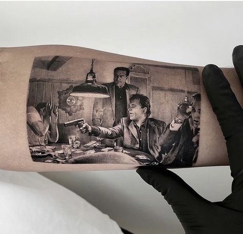 Goodfellas Tattoo, Godfather Tattoo, Arm Tattoos For Guys Forearm, Cute Foot Tattoos, Photo Realism Tattoo, Father Tattoos, Artwork Anime, Sticker Tattoo, Gangsta Tattoos