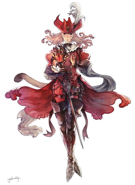 Red Mage Art - Final Fantasy XIV: Stormblood Art Gallery Ffxiv Red Mage, Red Mage, Art Final, Final Fantasy Artwork, Final Fantasy Art, Trainspotting, Game Character Design, Final Fantasy Xiv, High Fantasy