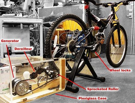 Bicycle powered generator capable of generating 100+ Watts. Cal Poly Humboldt, Diy Generator, Motor Generator, Cal Poly, Generator House, Pedal Power, Wheel Lock, Power Generator, Power Energy